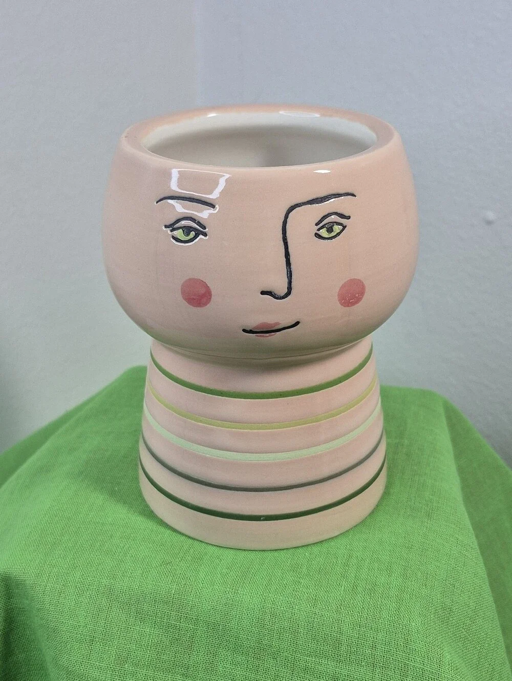 Opalhouse Ceramic Succulent Planter with Drain Plug Rosy Cheeks Face 4.5